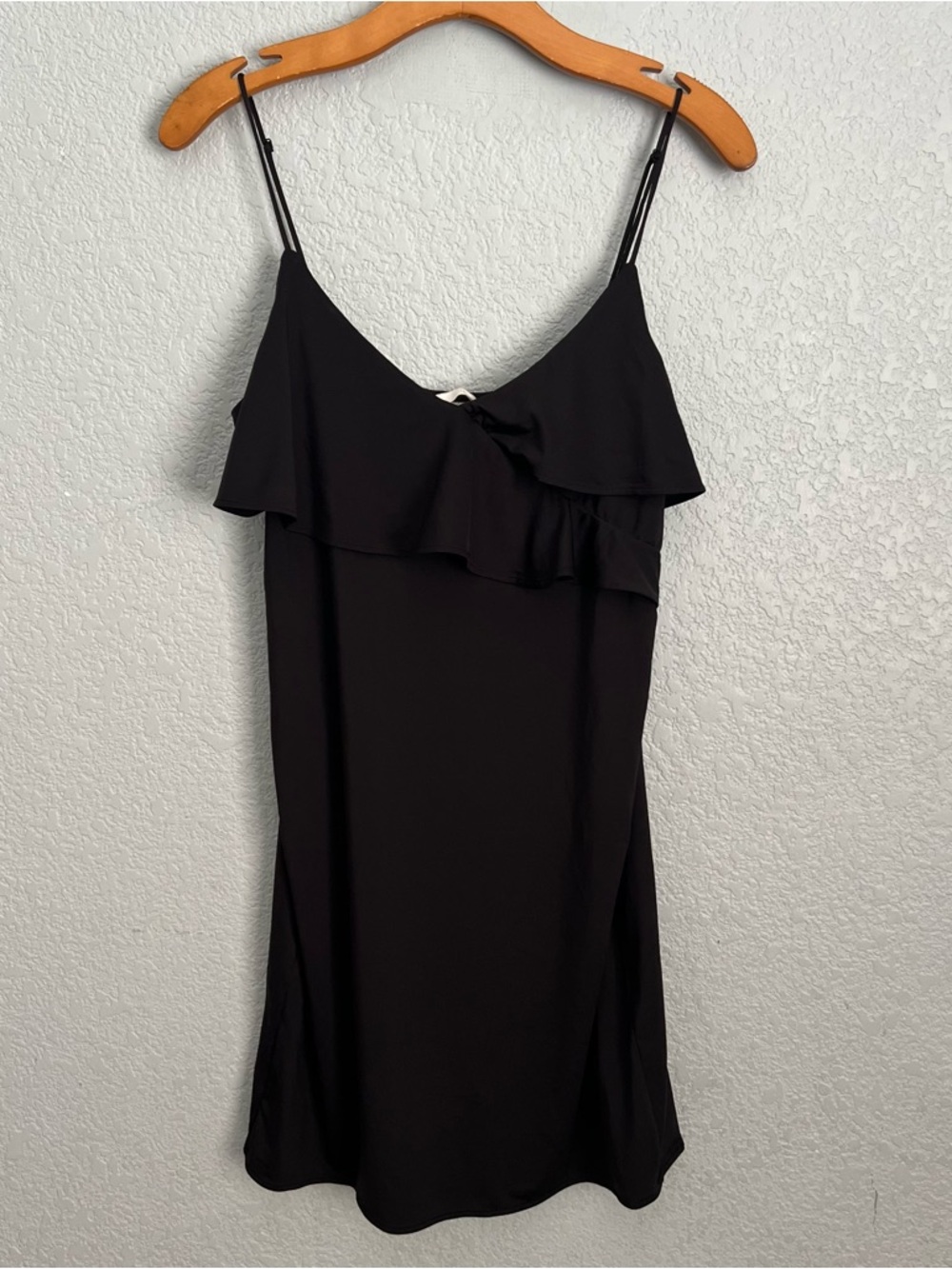 H&M Black Ruffle Slip Dress Small Minimalist Coquette Date Night Y2K